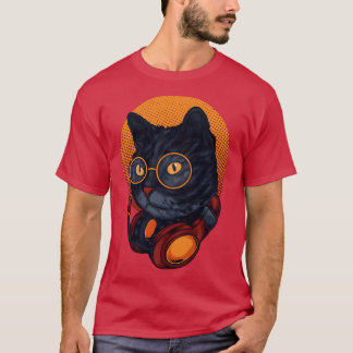 Camiseta Ilustração de Música Cat