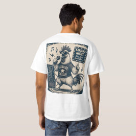 Camiseta Ilustração de Música Vintage de Galo Cantando Engr