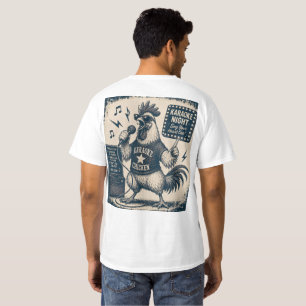 Camiseta Ilustração de Música Vintage de Galo Cantando Engr