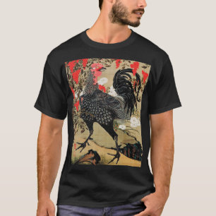 Camiseta Ilustração de Nandina e Rooster de Ito Jakuchu