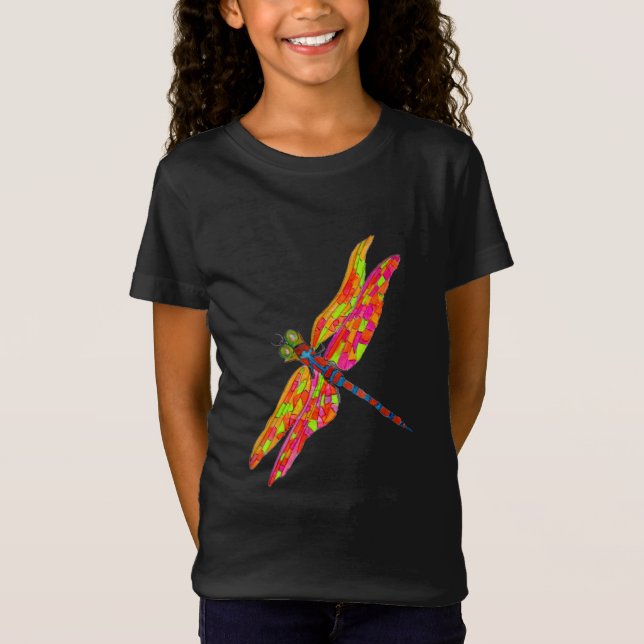 Camiseta Ilustração de néon de Dragonfly (Frente)