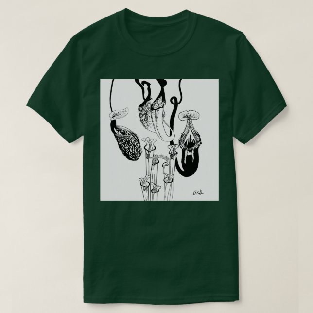 Camiseta Ilustração de Nepenthes e Sarracenia (Frente do Design)