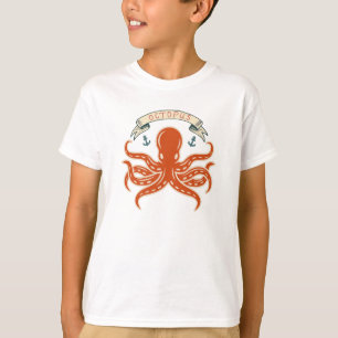 Camiseta Ilustração de Octopus Vintage