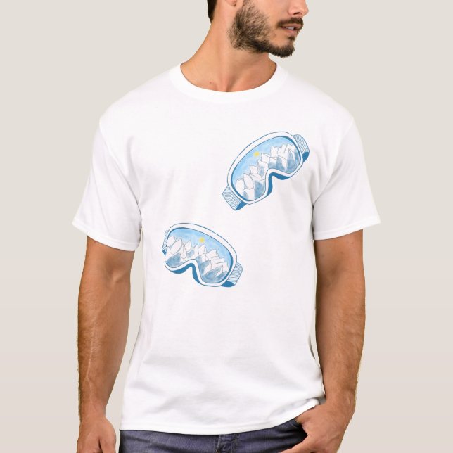 Camiseta Ilustração de Óculos de Esqui (Frente)