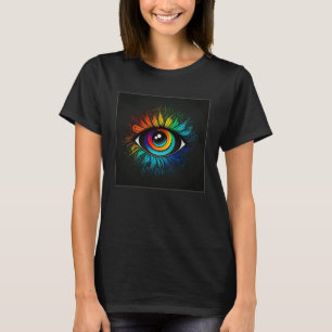 Camiseta Ilustração de Olho de Arco-íris Fofo Lágrimas Colo