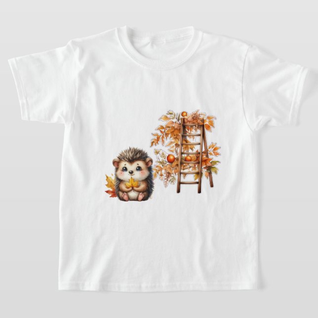 Camiseta Ilustração de ouriço-cacheiro fofo de outono com e (Postura )
