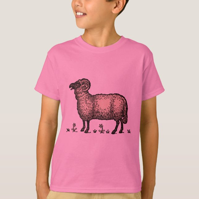 Camiseta Ilustração de Ovelha Vintage: Arte Clássica de Faz (Frente)