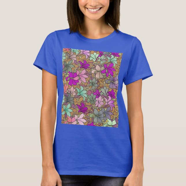 Camiseta Ilustração de Padrão Floral Vintage (Frente)
