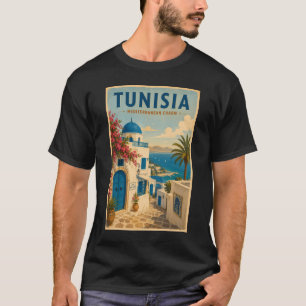 Camiseta Ilustração de Paisagem da Tunísia Arte de Viagem V