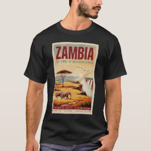 Camiseta Ilustração de paisagem da Zâmbia Arte de viagem vi