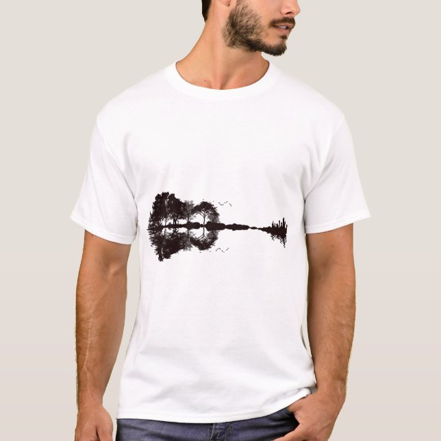 Camiseta Ilustração de Paisagem de Guitarra (Frente)