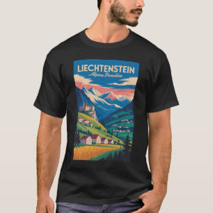 Camiseta Ilustração de Paisagem de Liechtenstein Viagem Art