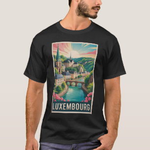 Camiseta Ilustração de Paisagem de Luxemburgo Viagem Arte R