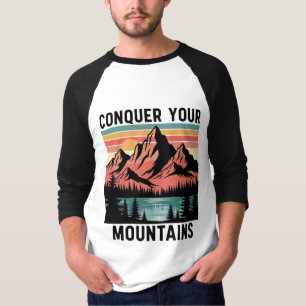 Camiseta Ilustração de Paisagem de Montanha Sunset Vintage