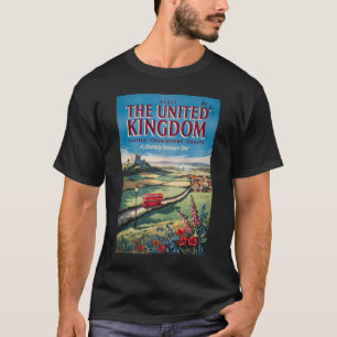 Camiseta Ilustração de Paisagem do Reino Unido Viagem Arte