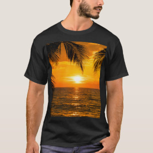Camiseta Ilustração de Palm Sunset Beach Tropical