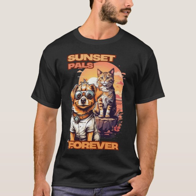 Camiseta Ilustração de Pals Sunset Vibrante (Frente)