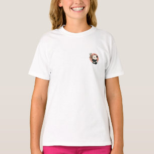 Camiseta Ilustração de Panda Adorável Segurando Bambu