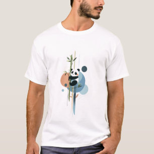 Camiseta Ilustração de Panda e Bambu