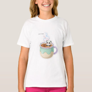 Camiseta Ilustração de Panda Kawaii Fofo em Caneca de Chá