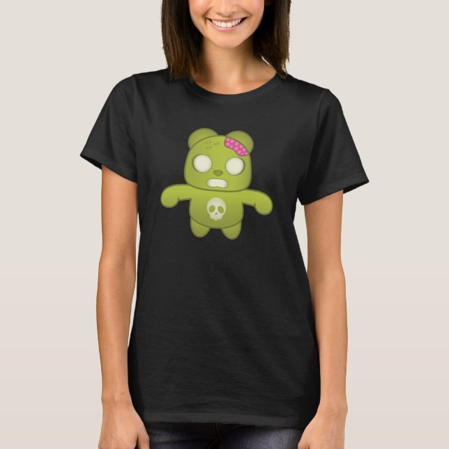 Camiseta Ilustração de Panda Verde Zombie Fofo (Frente)