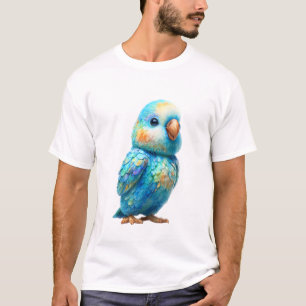 Camiseta Ilustração de Papagaio Azul Vibrante para Homens