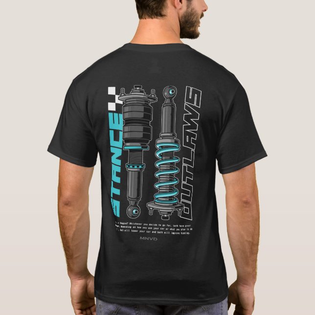 Camiseta Ilustração de Peças de Carro de Stance (Verso)