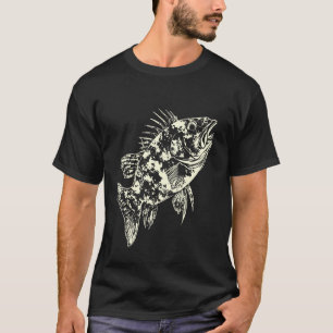 Camiseta Ilustração de Peixe Abstrato Arte de Pesca