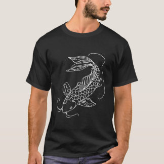 Camiseta Ilustração De Peixe Koi Elegante Desenho De Linha