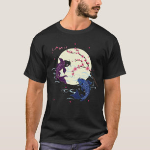 Camiseta Ilustração de Peixe Koi Gracioso Inspirado no Japã