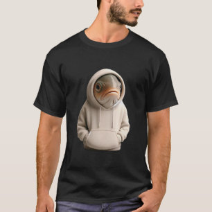 Camiseta Ilustração de Peixe Mal-Humorado com Capuz