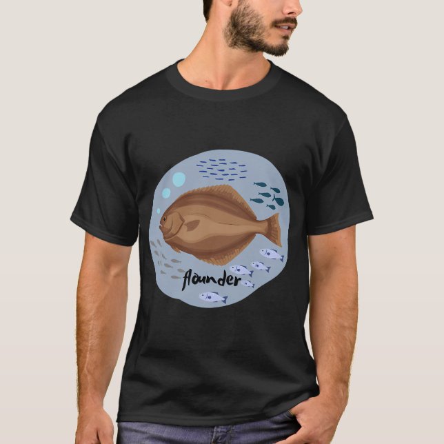 Camiseta ilustração de peixe solha (Frente)