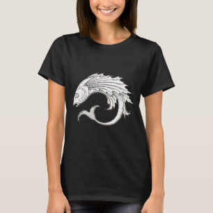 Camiseta Ilustração de Peixe Voador, Arte de Peixe