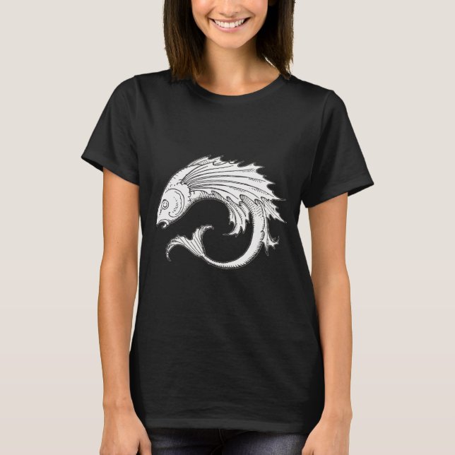 Camiseta Ilustração de Peixe Voador, Arte de Peixe (Frente)