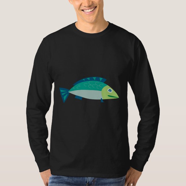 Camiseta Ilustração de Peixes de Atum (Frente)
