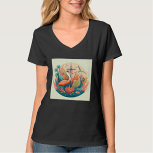 Camiseta Ilustração de Pelicano Fofo Âncora do Oceano Color