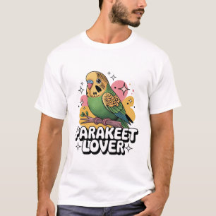 Camiseta Ilustração de Periquito Fofo Arte de Pássaro Col