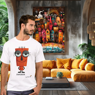 Camiseta Ilustração de personagem vermelho divertido com es