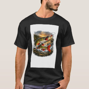 Camiseta Ilustração de Pesca de Lúcio do Norte