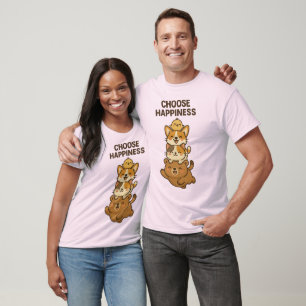 Camiseta Ilustração de Pilha de Animais Fofos