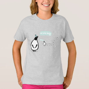 Camiseta Ilustração de pinguins fofos de inverno