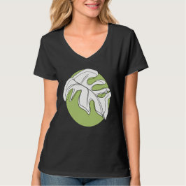 Camiseta Ilustração de Planta Abstrata de Folha de Monstera