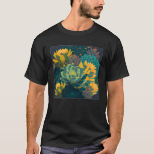 Camiseta Ilustração de Planta Suculenta Mínima Folha Mínima