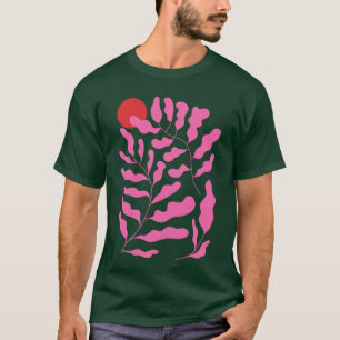 Camiseta Ilustração de plantas roxas cor-de-rosa funky Tape