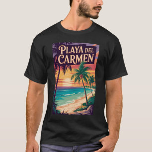 Camiseta Ilustração de Playa del Carmen Arte de Viagem Vint