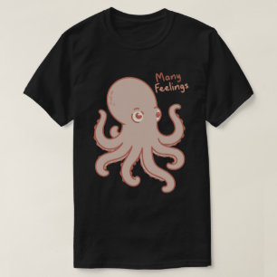 Camiseta Ilustração de polvo fofo com muitos sentimentos