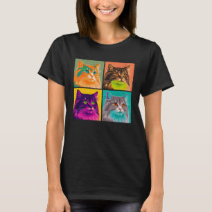 Camiseta Ilustração de Pop de Gato Florestal Norueguês Colo