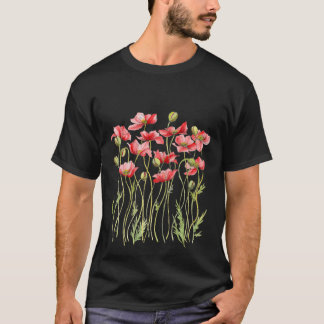 Camiseta Ilustração de Poppies Vermelhos