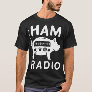 Camiseta Ilustração De Porco De Rádio Ham Para Um Rádio