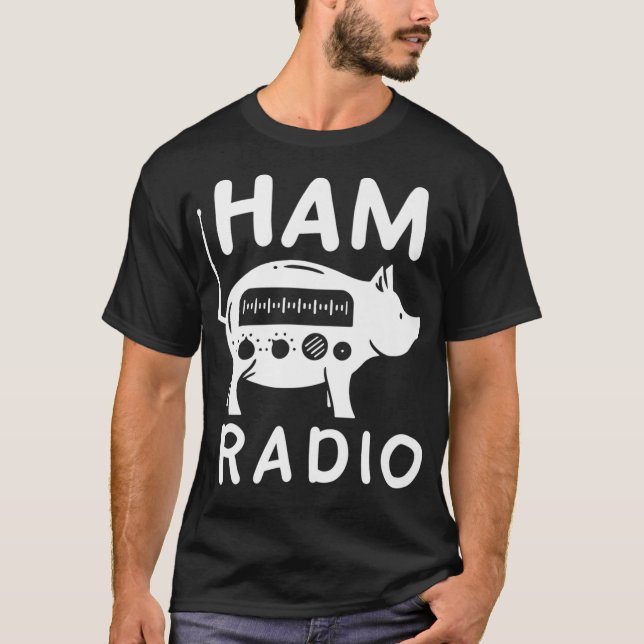 Camiseta Ilustração De Porco De Rádio Ham Para Um Rádio Ham (Frente)